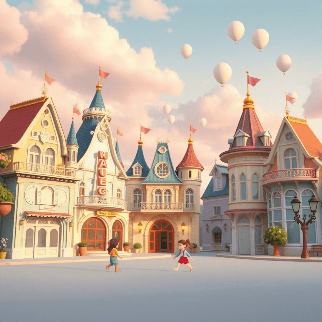 Disney fantasy town background